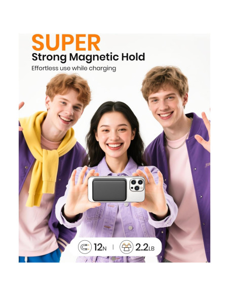 Cargador Portátil Magnético ADDTOP 10000mAh 15W USB-C Negro