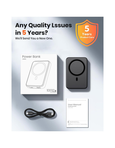 Cargador Portátil Magnético ADDTOP 10000mAh 15W USB-C Negro