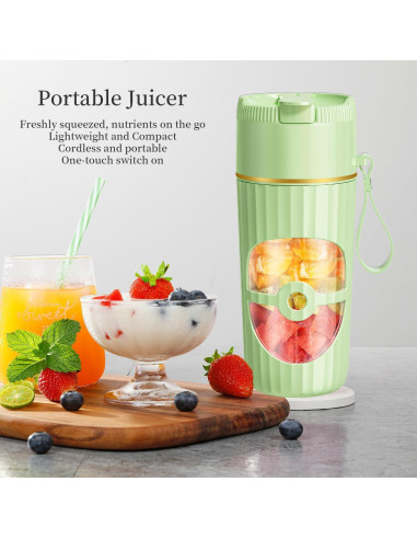 Mezclador Portátil PONDI de Vidrio 450ml Recargable USB-C Blanco