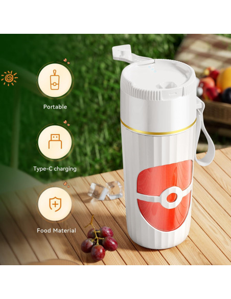 Mezclador Portátil PONDI de Vidrio 450ml Recargable USB-C Blanco