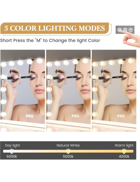 Espejo de Tocador GAOMON Iluminado 58.4x45.7cm LED 3X