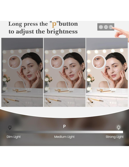 Espejo de Tocador GAOMON Iluminado 58.4x45.7cm LED 3X