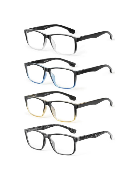 Paquete de 4 Gafas de Lectura JOLISU con Bloqueo Luz Azul 1.25x