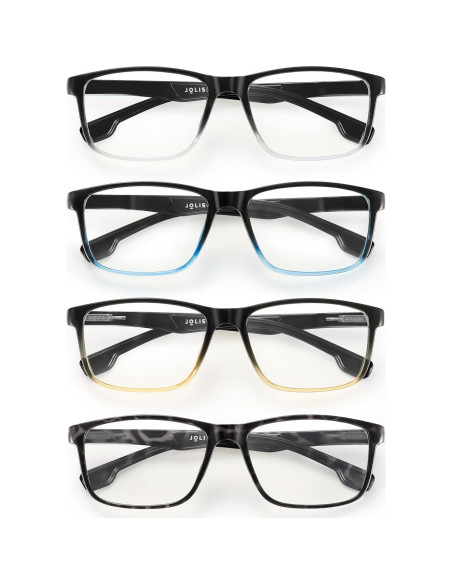 Paquete de 4 Gafas de Lectura JOLISU con Bloqueo Luz Azul 1.25x