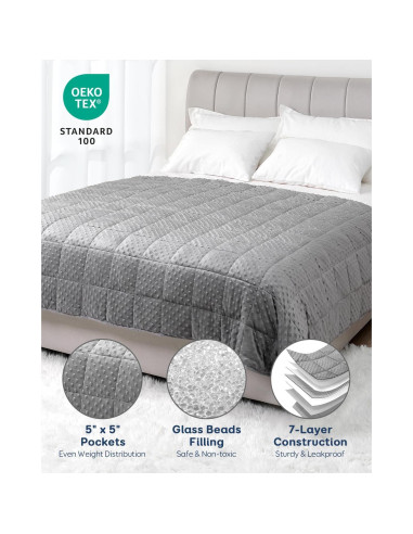 Manta con peso Kivik 6.8 kg 152x203 cm gris reversible