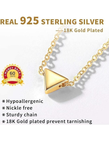 Collar Personalizado ChicSilver de Plata Esterlina 925 Triángulo 40.6 cm
