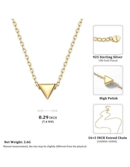 Collar Personalizado ChicSilver de Plata Esterlina 925 Triángulo 40.6 cm