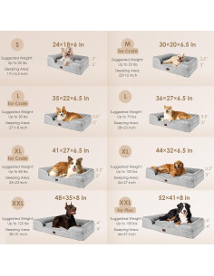 Cama ortopédica para perros grandes EHEYCIGA 112x81cm viscoelástica 2