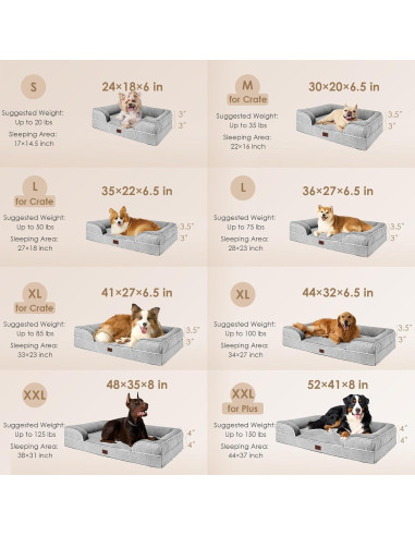 Cama ortopédica para perros grandes EHEYCIGA 112x81cm viscoelástica