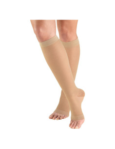 Medias de Compresión Truform 1772 para Mujeres, 15-20 mmHg, Punta Abierta, Color Nude