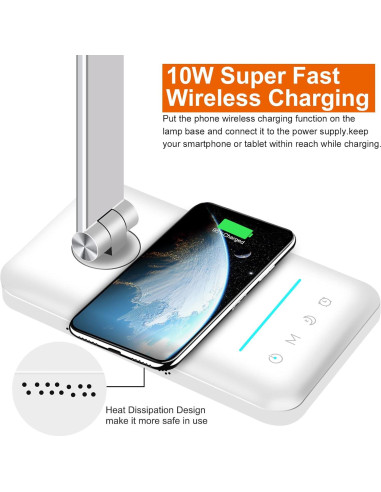 Lámpara de Escritorio LED AFROG EK009A con Cargador Inalámbrico