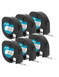Cinta de Etiquetado DYMO LetraTag 12mm Negra sobre Blanca - Paquete de 6