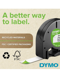 Cinta de Etiquetado DYMO LetraTag 12mm Negra sobre Blanca - Paquete de 6 2