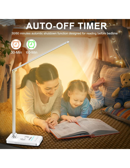 Lámpara de Escritorio LED AFROG EK009A con Cargador Inalámbrico