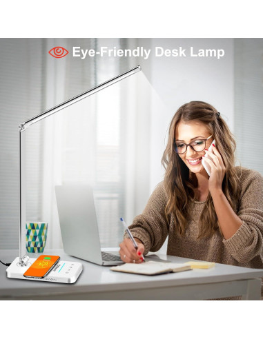 Lámpara de Escritorio LED AFROG EK009A con Cargador Inalámbrico