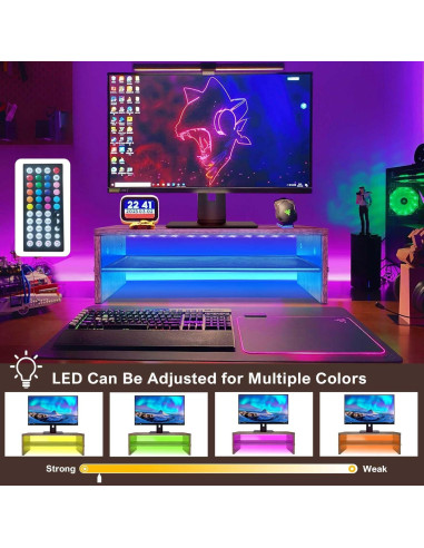 Soporte para Monitor BESHIGH con Luz LED y 2 Niveles 40.6x22.9cm