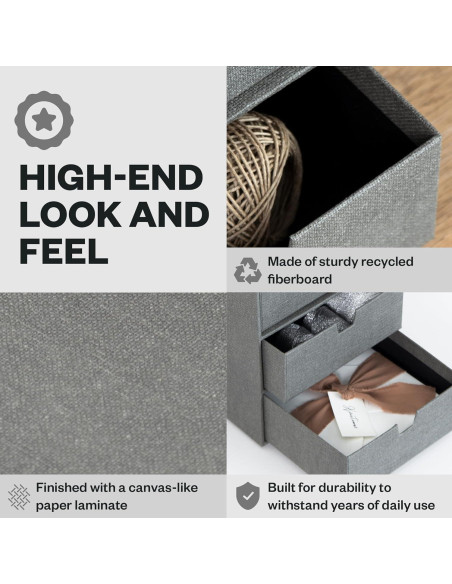 Organizador de Escritorio Bigso Ingrid 3 Cajones Lona Gris