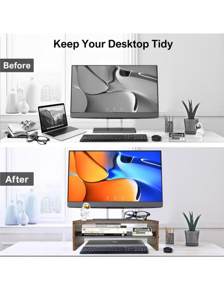 Soporte para Monitor BESHIGH con Luz LED y 2 Niveles 40.6x22.9cm