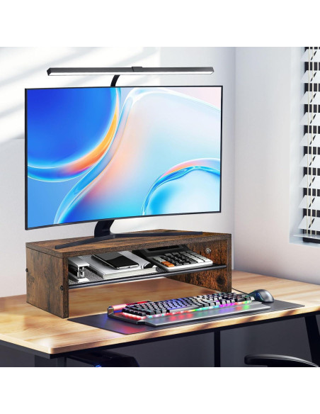 Soporte para Monitor BESHIGH con Luz LED y 2 Niveles 40.6x22.9cm