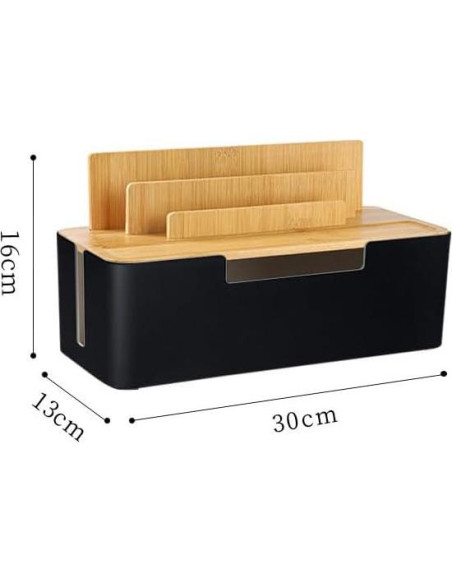 Caja de Gestión de Cables BUYSK con Tapa de Madera Negra