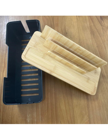 Caja de Gestión de Cables BUYSK con Tapa de Madera Negra