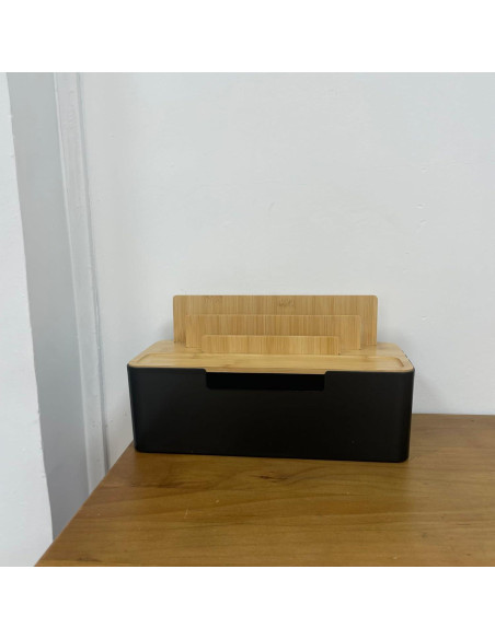 Caja de Gestión de Cables BUYSK con Tapa de Madera Negra
