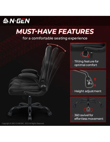 Silla de Videojuegos Ergonómica NEO CHAIR Ajustable Negro