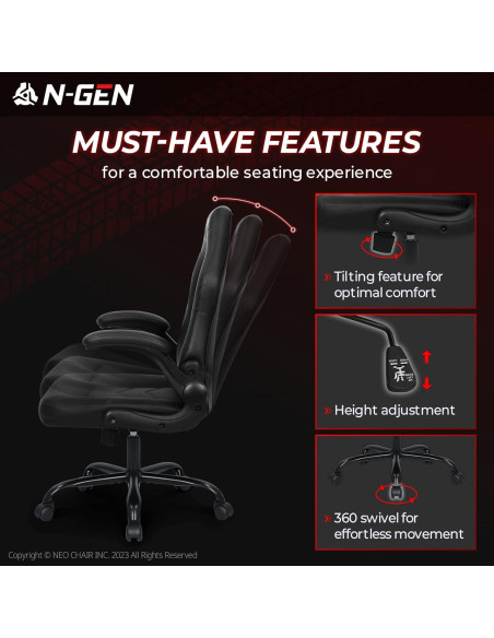 Silla de Videojuegos Ergonómica NEO CHAIR Ajustable Negro