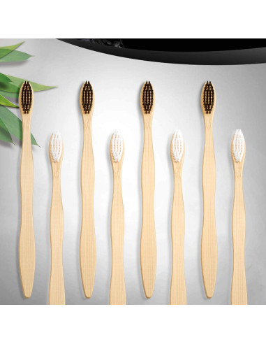 20 Cepillos de Dientes de Bambú Boao Suaves con Carbón Activado