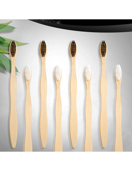 20 Cepillos de Dientes de Bambú Boao Suaves con Carbón Activado