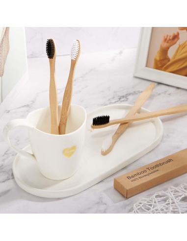 20 Cepillos de Dientes de Bambú Boao Suaves con Carbón Activado