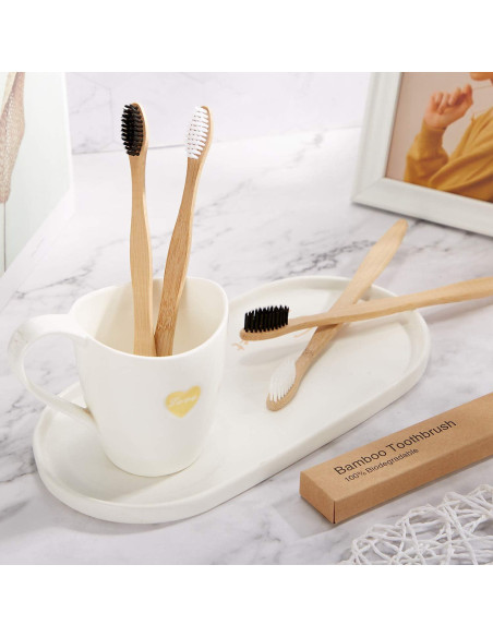 20 Cepillos de Dientes de Bambú Boao Suaves con Carbón Activado