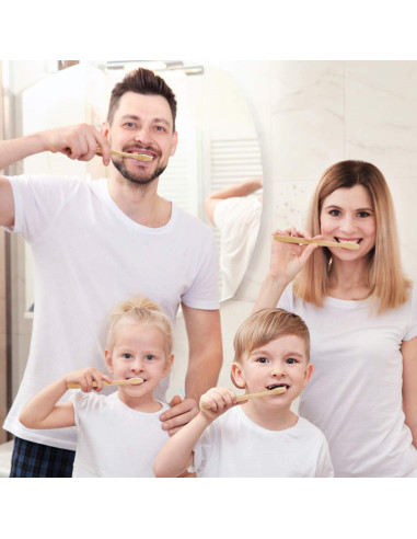 20 Cepillos de Dientes de Bambú Boao Suaves con Carbón Activado