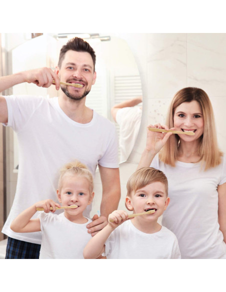 20 Cepillos de Dientes de Bambú Boao Suaves con Carbón Activado