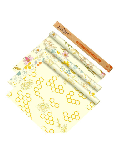 3 Rollos Envolturas de Cera de Abeja Noveread 33x150 cm Orgánico