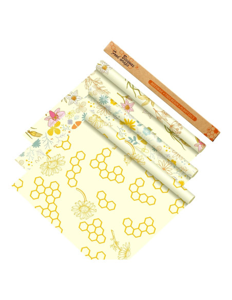 3 Rollos Envolturas de Cera de Abeja Noveread 33x150 cm Orgánico