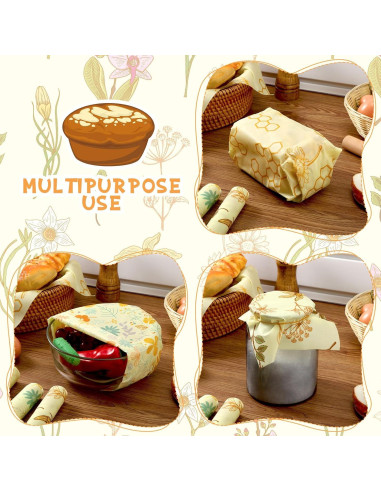 3 Rollos Envolturas de Cera de Abeja Noveread 33x150 cm Orgánico