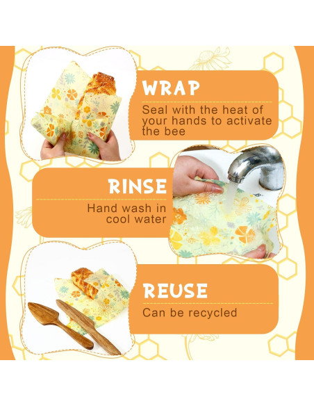 3 Rollos Envolturas de Cera de Abeja Noveread 33x150 cm Orgánico