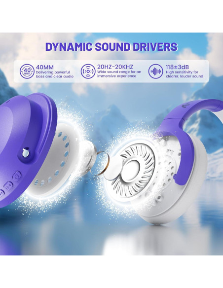 Auriculares Inalámbricos LexonElec G300 con ANC, Púrpura Auriculares Inalámbricos LexonElec G300 con ANC, Púrpura