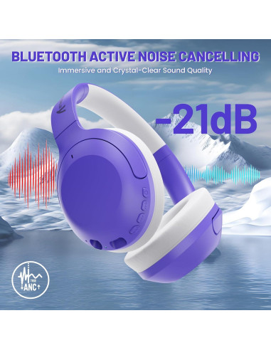 Auriculares Inalámbricos LexonElec G300 con ANC, Púrpura