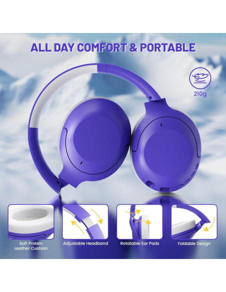 Auriculares Inalámbricos LexonElec G300 con ANC, Púrpura Auriculares Inalámbricos LexonElec G300 con ANC, Púrpura