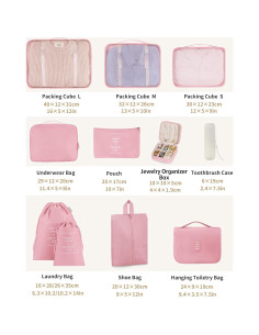 Juego de Cubos de Empaque 11 Piezas TRMFUSA Rosa 2