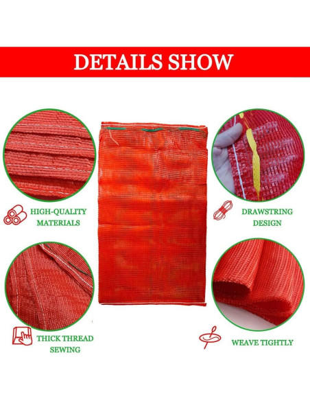 Bolsas de Malla Reutilizables Firdnyohs 10 Unidades Naranja 85x59cm