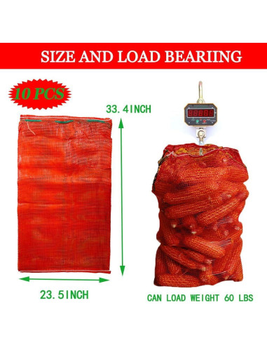 Bolsas de Malla Reutilizables Firdnyohs 10 Unidades Naranja 85x59cm