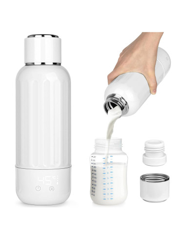 Calentador de Botellas Portátil Blanco 500 ml con Pantalla LED