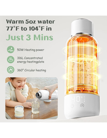 Calentador de Botellas Portátil Blanco 500 ml con Pantalla LED