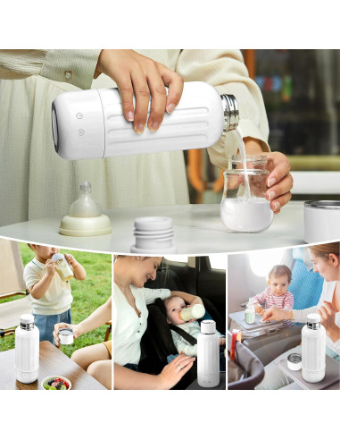 Calentador de Botellas Portátil Blanco 500 ml con Pantalla LED