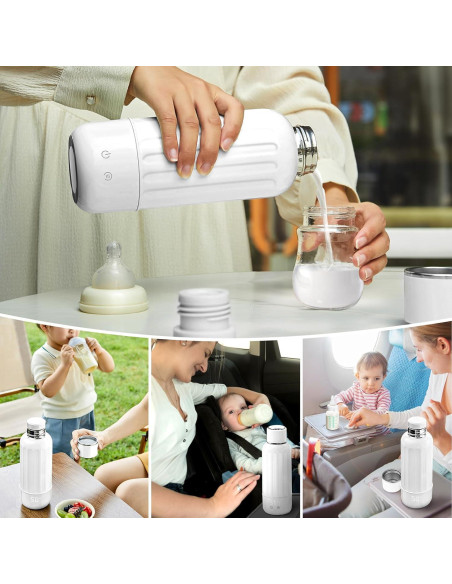 Calentador de Botellas Portátil Blanco 500 ml con Pantalla LED