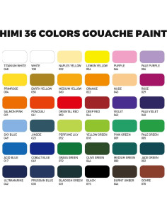 Juego de Pintura Gouache HIMI 36 Colores 12ml con Pinceles y Paleta 2
