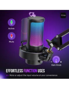 Micrófono Gaming USB FIFINE A8T con RGB y Brazo Ajustable 2